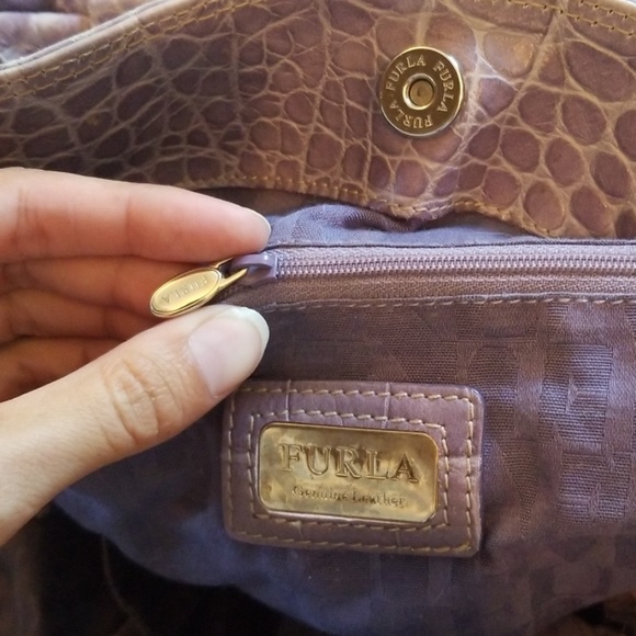 Furla Elisabeth embossed alligator leather satchel - Picture 4 of 8